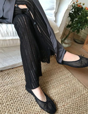 SIDE BUTTON SHEER PANTS
